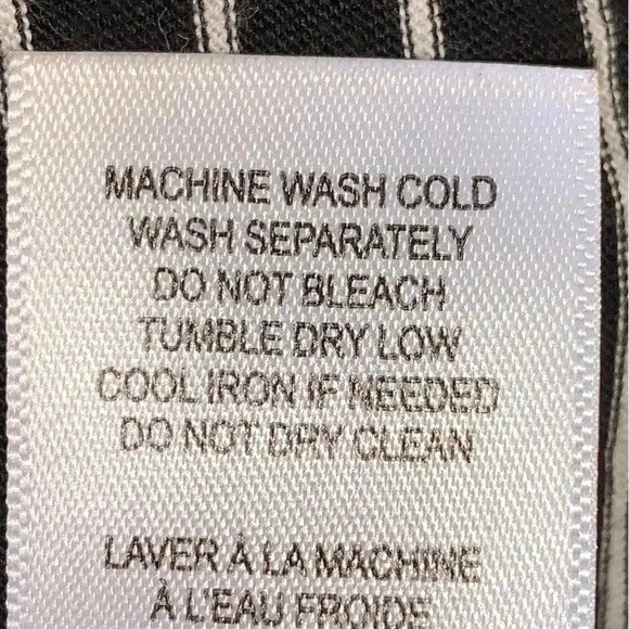 Frame Le V Mini T-Shirt Dress Women’s Large Noir Black Stripes Pima Cotton - Picture 9 of 9